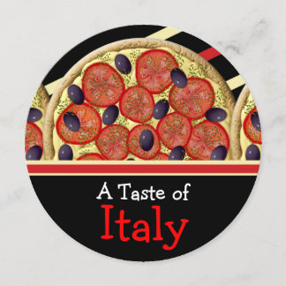 Invitación ilustracion pizza comida rápida cena italiana fies