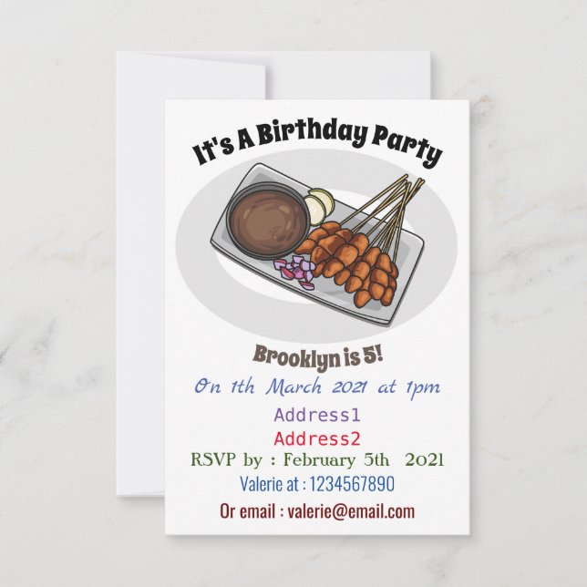 Invitación Ilustracion Satay personalizado (Anverso)
