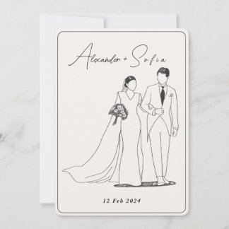 Invitación Ilustracion simple con el Boda RSVP de código QR