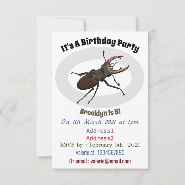 Invitación Ilustracion Stag beetle personalizado (Anverso)