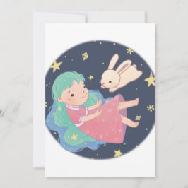 Invitación Ilustracion Starry Night Bunny & Chica