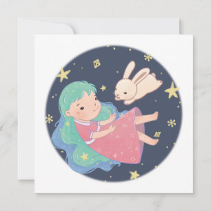 Invitación Ilustracion Starry Night Bunny & Chica