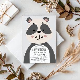 Invitación Ilustración suave de panda neutral para baby showe