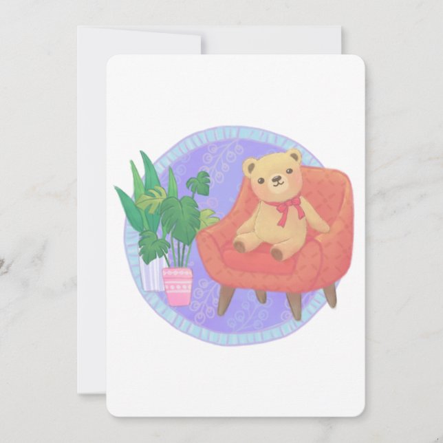Invitación Ilustracion Teddy Bear & Furniture (Anverso)