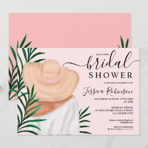 Invitación Ilustracion tropical rosa moderno ducha de novia