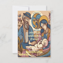 Invitación ilustración vintage acuarela niña ducha en