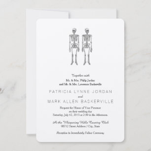 Invitación Ilustración Vintage de Doble Esqueleto Humano
