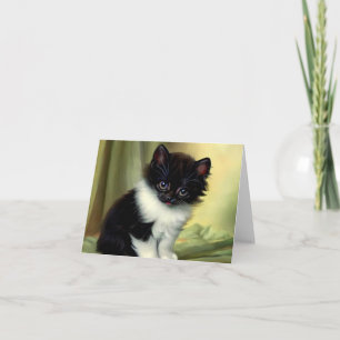 Invitación Ilustración Vintage de Gatito con Esmoquin