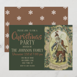 Invitación Ilustración vintage de Santa Claus