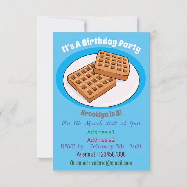Invitación Ilustracion Waffle personalizado (Anverso)