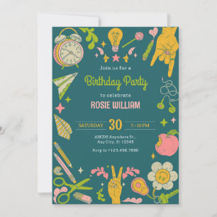 Invitación Ilustracion y2k adolescente de vuelta al cumpleaño