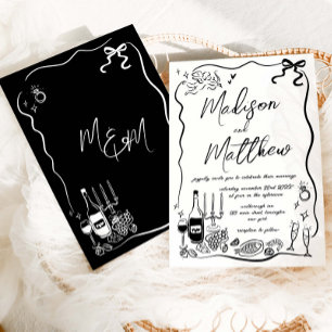 Invitación Ilustraciones Dibujadas a Mano Garabatos Boda
