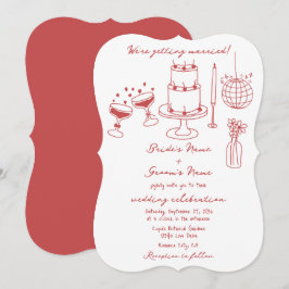 Invitación Ilustraciones dibujados a mano Doodles Boda marrón