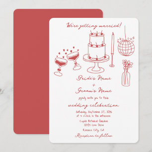 Invitación Ilustraciones dibujados a mano Doodles Boda marrón