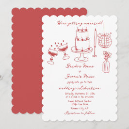 Invitación Ilustraciones dibujados a mano Doodles Boda marrón