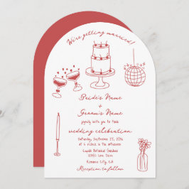 Invitación Ilustraciones dibujados a mano Doodles Boda marrón