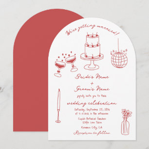 Invitación Ilustraciones dibujados a mano Doodles Boda marrón