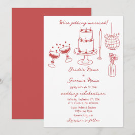 Invitación Ilustraciones dibujados a mano Doodles Boda marrón