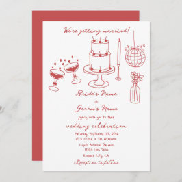 Invitación Ilustraciones dibujados a mano Doodles Boda marrón