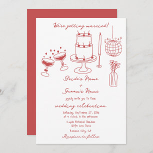 Invitación Ilustraciones dibujados a mano Doodles Boda marrón