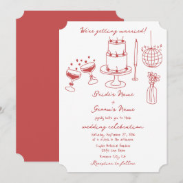 Invitación Ilustraciones dibujados a mano Doodles Boda marrón