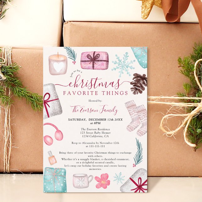 Invitación Ilustraciones divertidos navidades favoritos (Fun illustrations christmas favorite things Invitation)