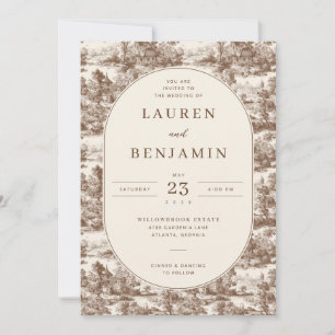 Invitación Ilustraciones pastorales elegantes en sepia