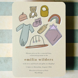 Invitación Ilustraciones recién nacidos muestran Baby Shower