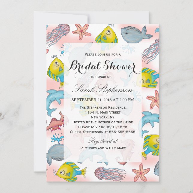 Invitación Ilustraciones subacuáticos de la acuarela de las (Anverso)