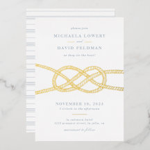 Invitación ilustrada a la boda de nudos - Azul