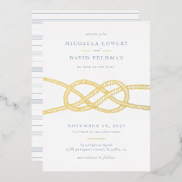 Invitación ilustrada a la boda de nudos - Azul