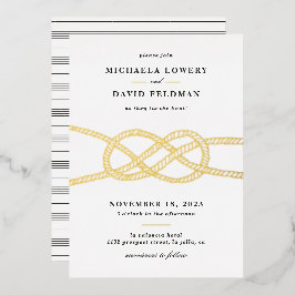 Invitación ilustrada a la boda de nudos - Negro