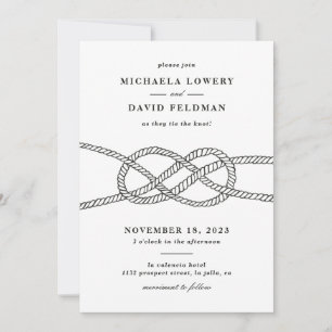 Invitación ilustrada a la boda de nudos - Negro