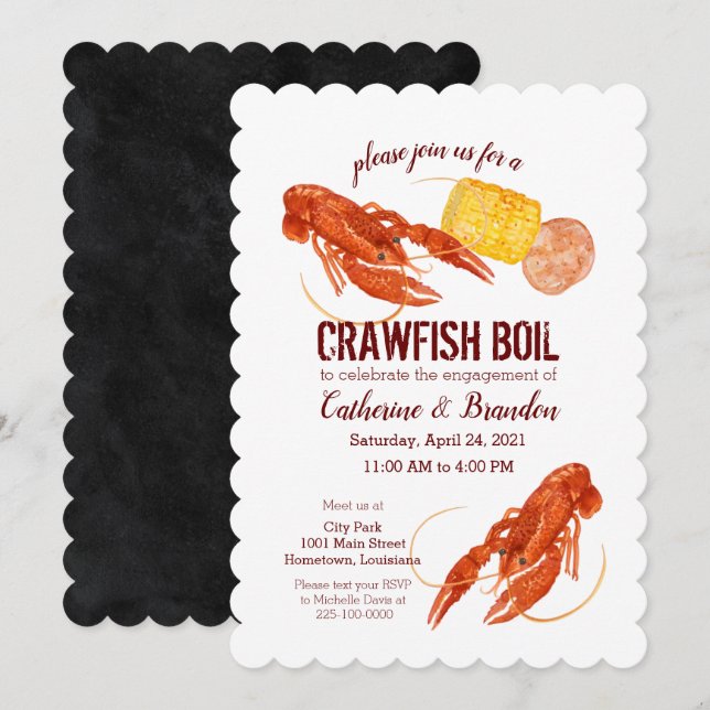 Invitación Ilustrada para Boil de Cangrejos de Río (Anverso / Reverso)