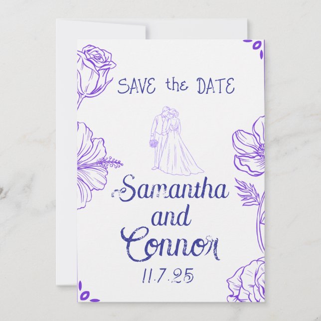 Invitación ilustrada para guardar la fecha (Anverso)