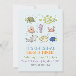 Invitación Ilustrado Cumpleaños Infantil O-PESC-AL