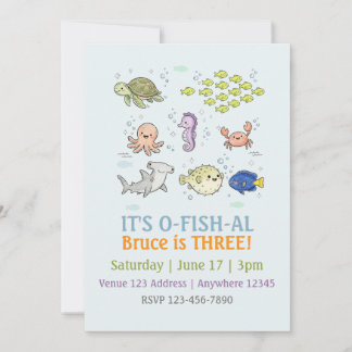 Invitación Ilustrado Cumpleaños Infantil O-PESC-AL