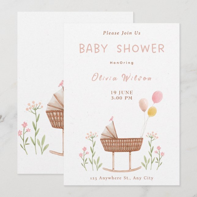 Invitación Ilustrativo Acuarela Colorido Pastel (Anverso / Reverso)