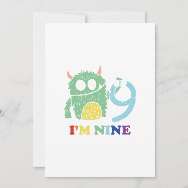 Invitación Im A Big Monster Now 9 th Birthday Party Gift (Anverso)