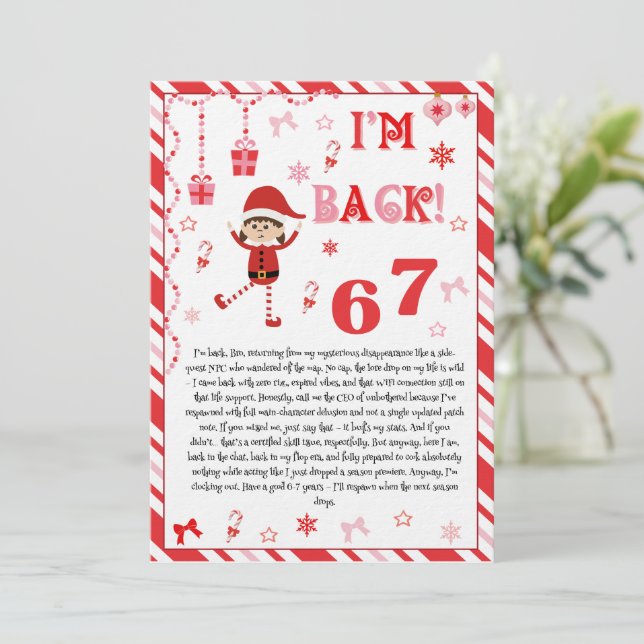 Invitación I'm back Elves Letter - Elf Welcome letter card (Anverso de pie)