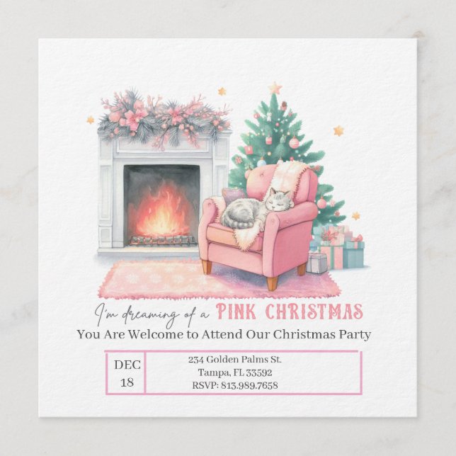 Invitación I'm Dreaming of a Pink Christmas Invitation (Anverso)