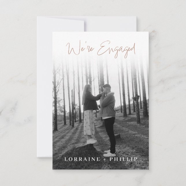 Invitación Imagen completa clásica degradado blanco compromet (Anverso)