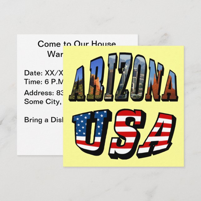 Invitación Imagen de Arizona y texto de bandera de Estados Un (Anverso / Reverso)