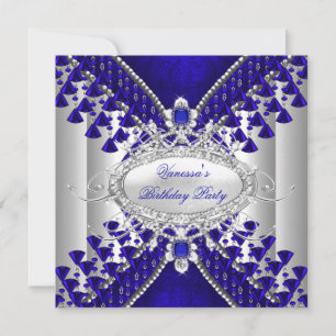 Invitación Imagen de cuentas de diamante blanco azul real par