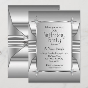 Invitación Imagen de Deco Plateado Cromo Metal Fiesta de Cump