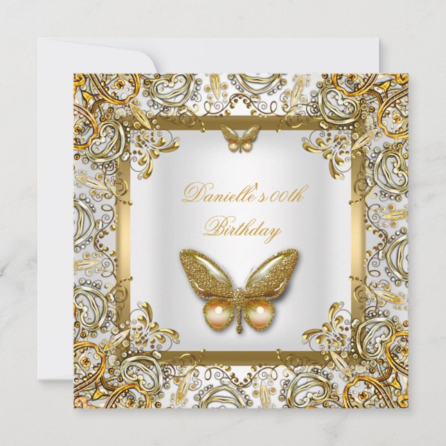 Invitación Imagen de encaje de mariposa blanca de la fiesta d (Anverso)