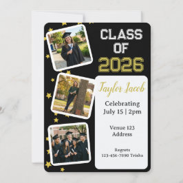 Invitación Imagen de estrella de oro editable de color de gra