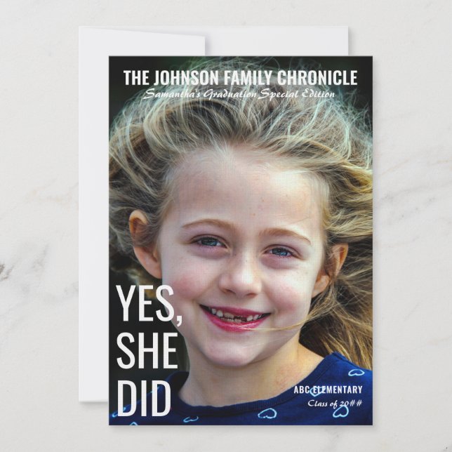 Invitación Imagen de grado de la revista de graduación senior (Anverso)