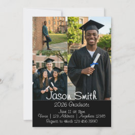 Invitación Imagen de graduación con fondo negro 