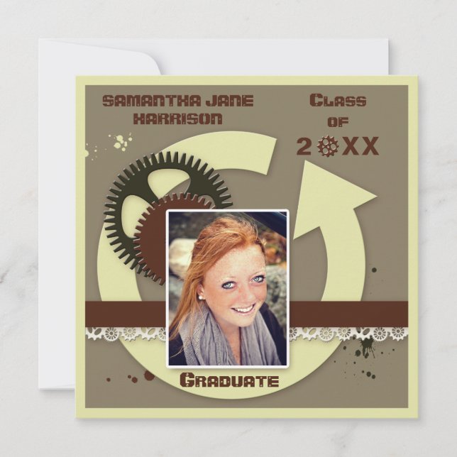 Invitación Imagen de graduación de ingeniero elegante (Anverso)